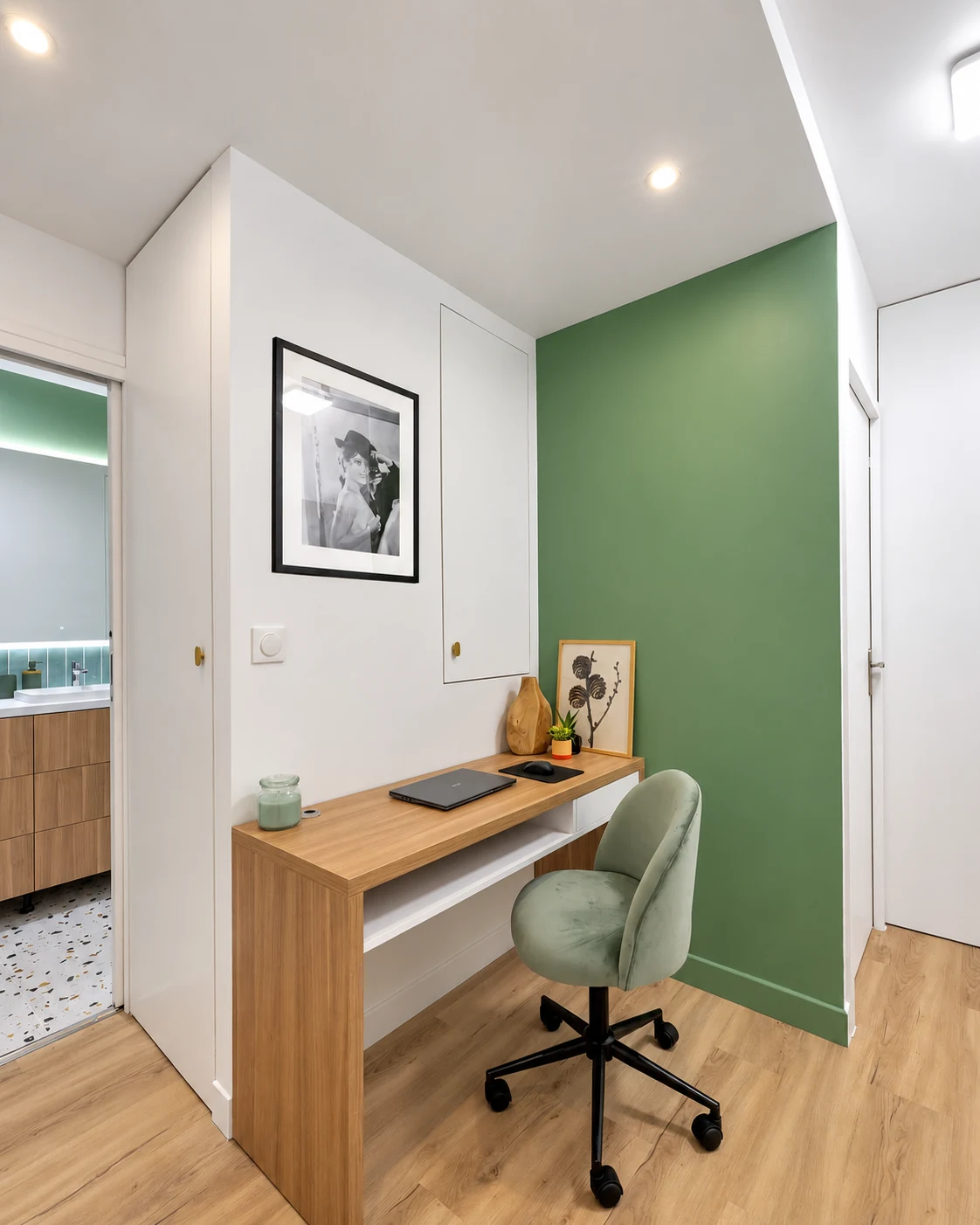 Zellige, Bois & Terrazzo — Espace bureau — vue d’ensemble
