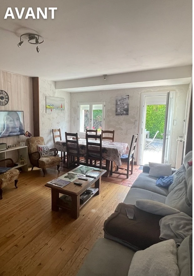 Avant rénovation séjour lambris années 80