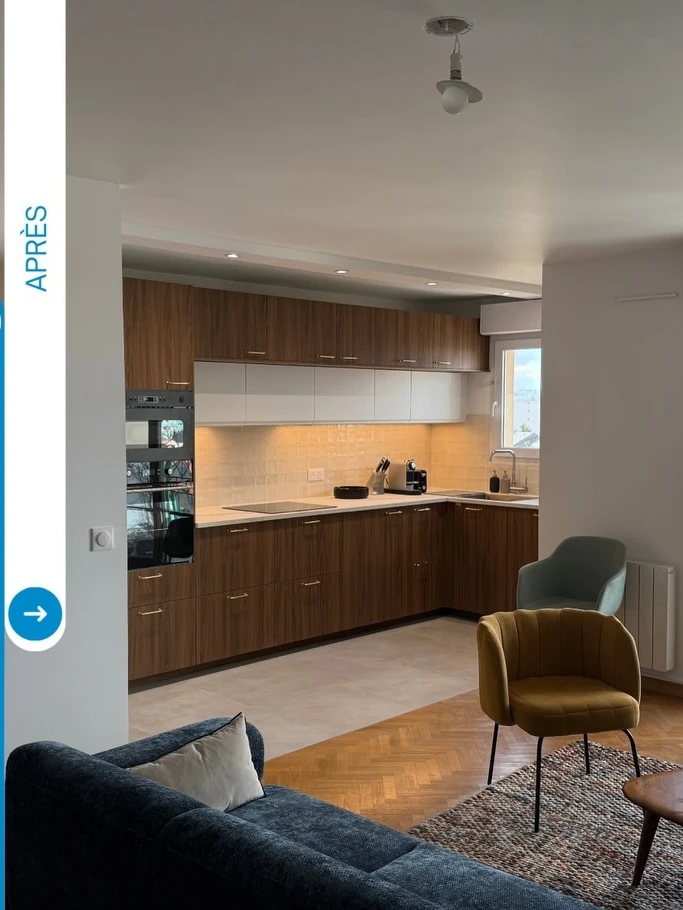 Après rénovation cuisine noyer Poissy
